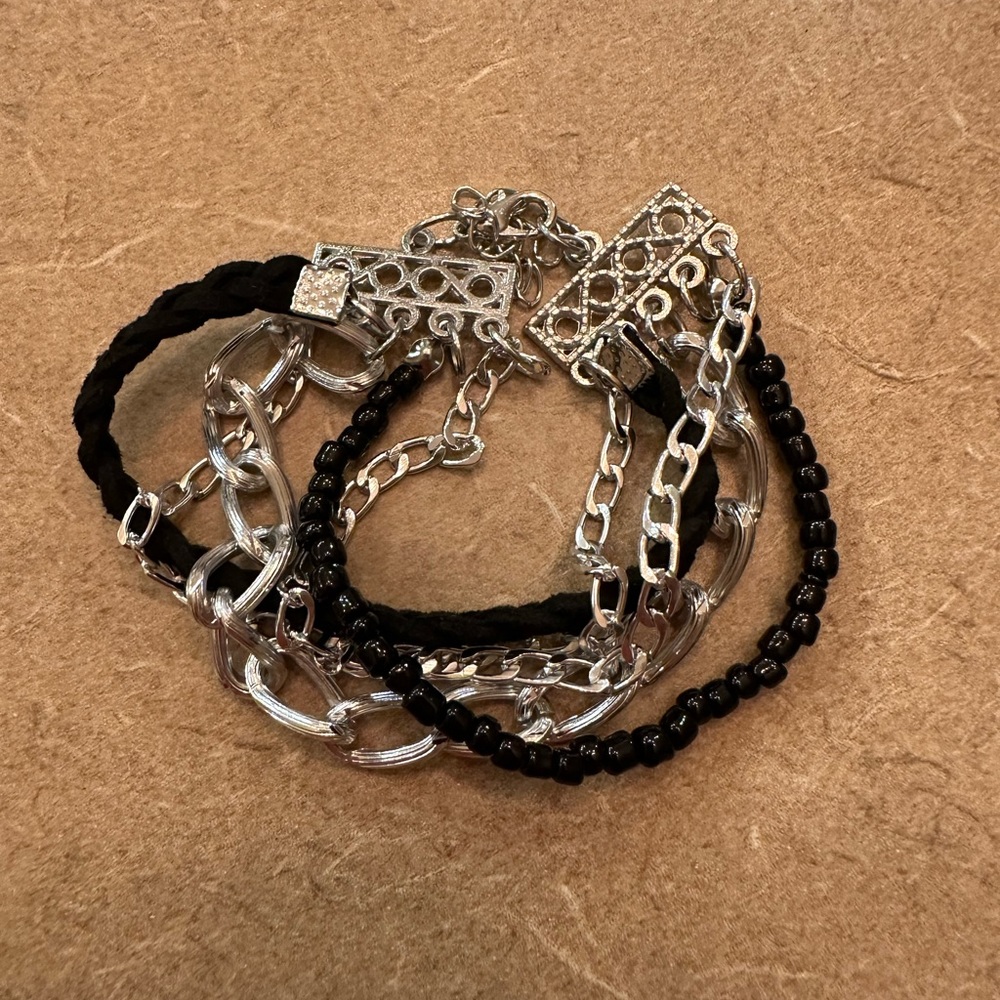 Black and silver strand bracelet